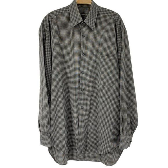 Mens Vintage Y2K Hart Schaffner Marx Shirt M Italy Plaid  Classic Oversize 3859 - Picture 1 of 10